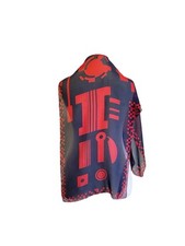 Fiorio Italy Silk Scarf Navy Red Geometric Abstract Print 1980s 90s VTG A119