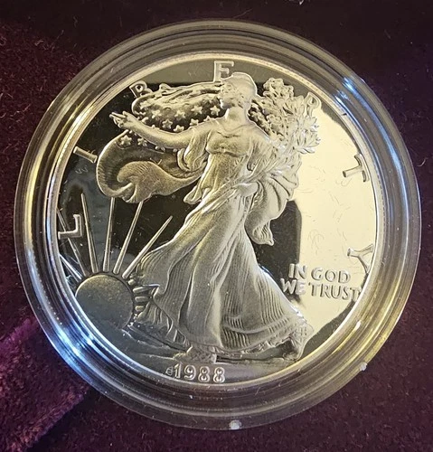 1988-S  American Eagle One Dollar, 1oz Silver,OGP,COA