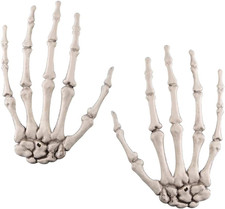 2 Pack Halloween Skeleton Hands Realistic Life Size Severed Plastic Skeleton Han