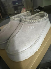 UGG Tazz Women's Slip-On Slipper light grey Suede Sheepskin Lined US 8 Authentic