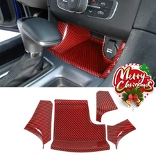 Center Gear Shift Storage Trim Cover for 2011-20 Dodge Charger Red Carbon Fiber