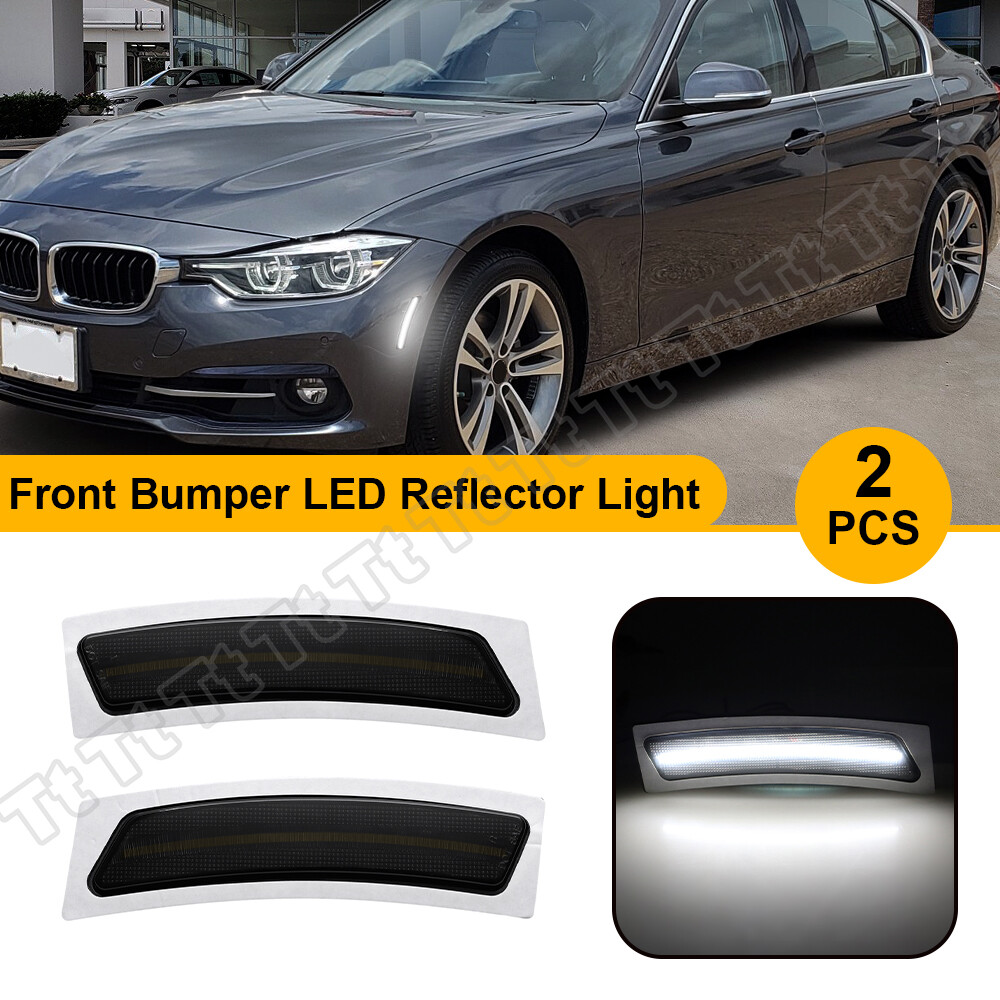 White LED Front Bumper Side Marker Lights For 16-19 BMW F30 F31 M