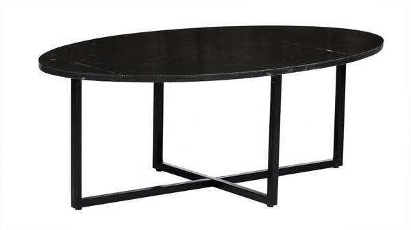 Couchtisch Elize Beistelltisch Sofa Marmor Stahl Schwarz Schwarz Sofatisch 100Cm-image