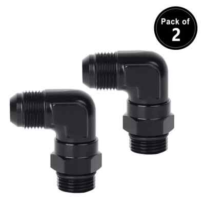 10AN Flare to 10AN ORB Male Swivel Adapter Fuel Fitting 90 Degree Aluminum 2Pcs