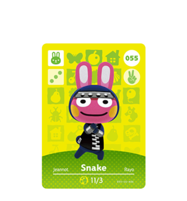 ANIMAL CROSSING AMIIBO CARD LOT OF SNAKE #55, SLY #138, RODNEY