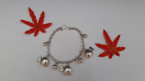 Brazalete brazalete de plata maciza 925 para mujer cadena de frutas de pescado gancho S - Imagen 1 de 6