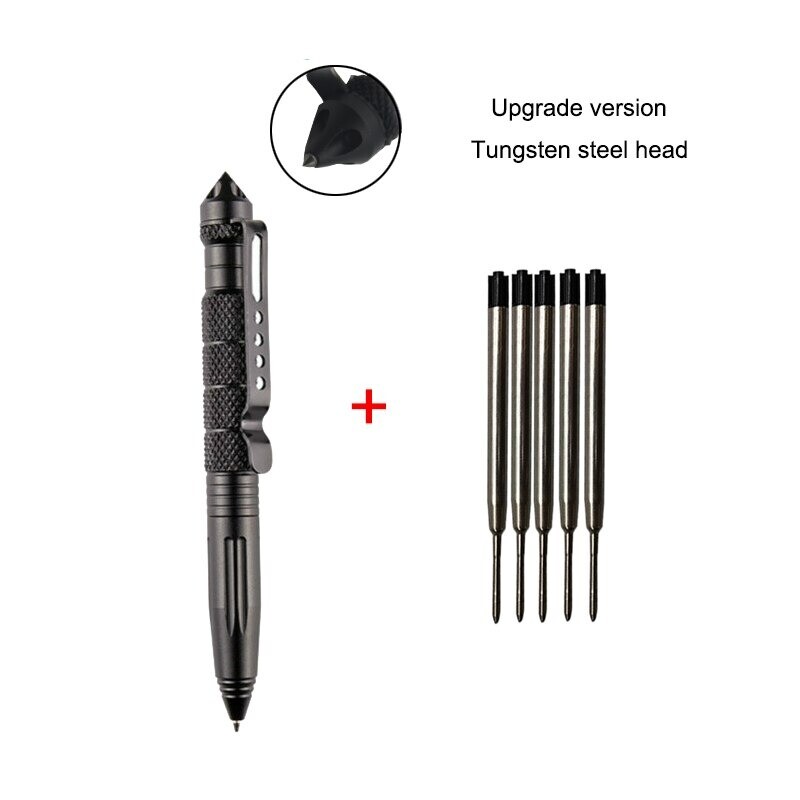 Stylo de défense pour casser une vitre et écrire avec 5 recharges