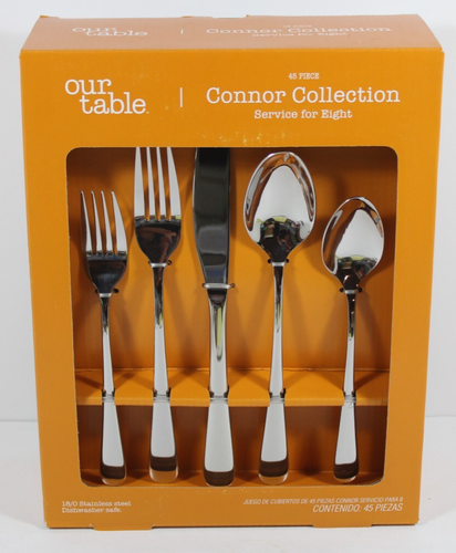 Our Table Connor Collection 45 Pce Stainless Service For 8 Glossy ...