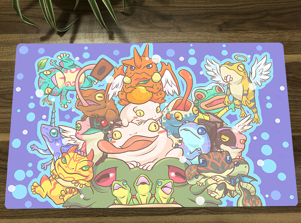 WVICM Custom Playmat Frog Deck TCG CCG Table Playing Pad Trading