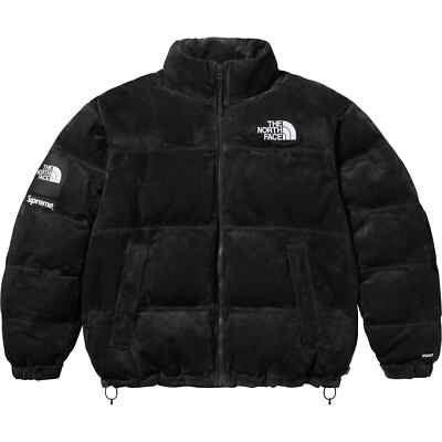 Supreme The North Face Suede Nuptse Jacket Black White Blue