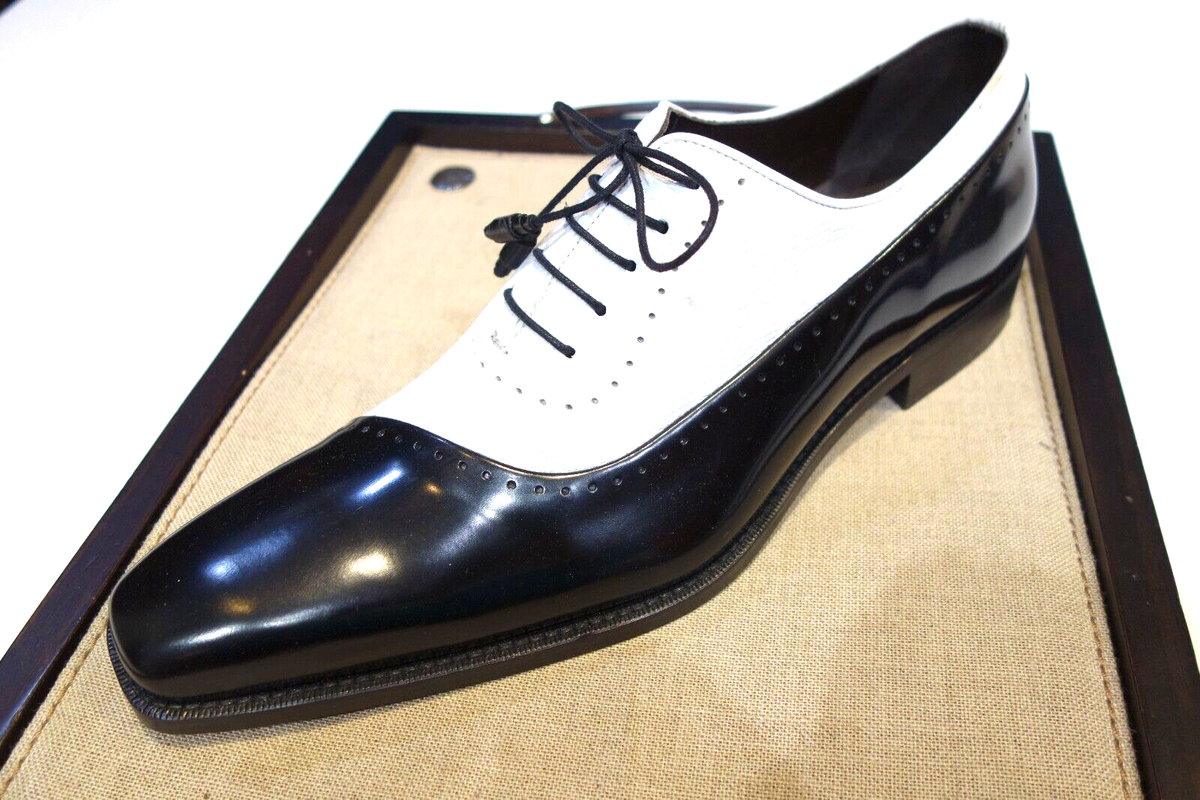 Mezlan Shoes Custom Contoured Black White Spectator Oxford