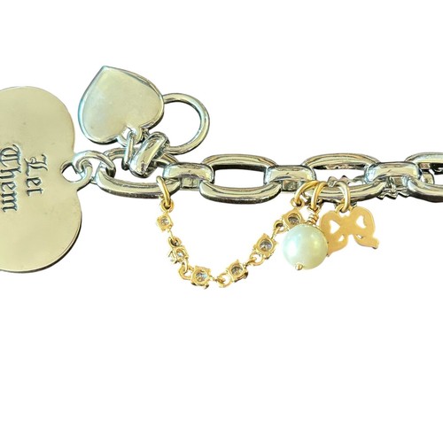 Juicy Couture Bettelarmband Let Them Eat Couture Herz Perle silberfarben Y2K - Bild 13 von 17