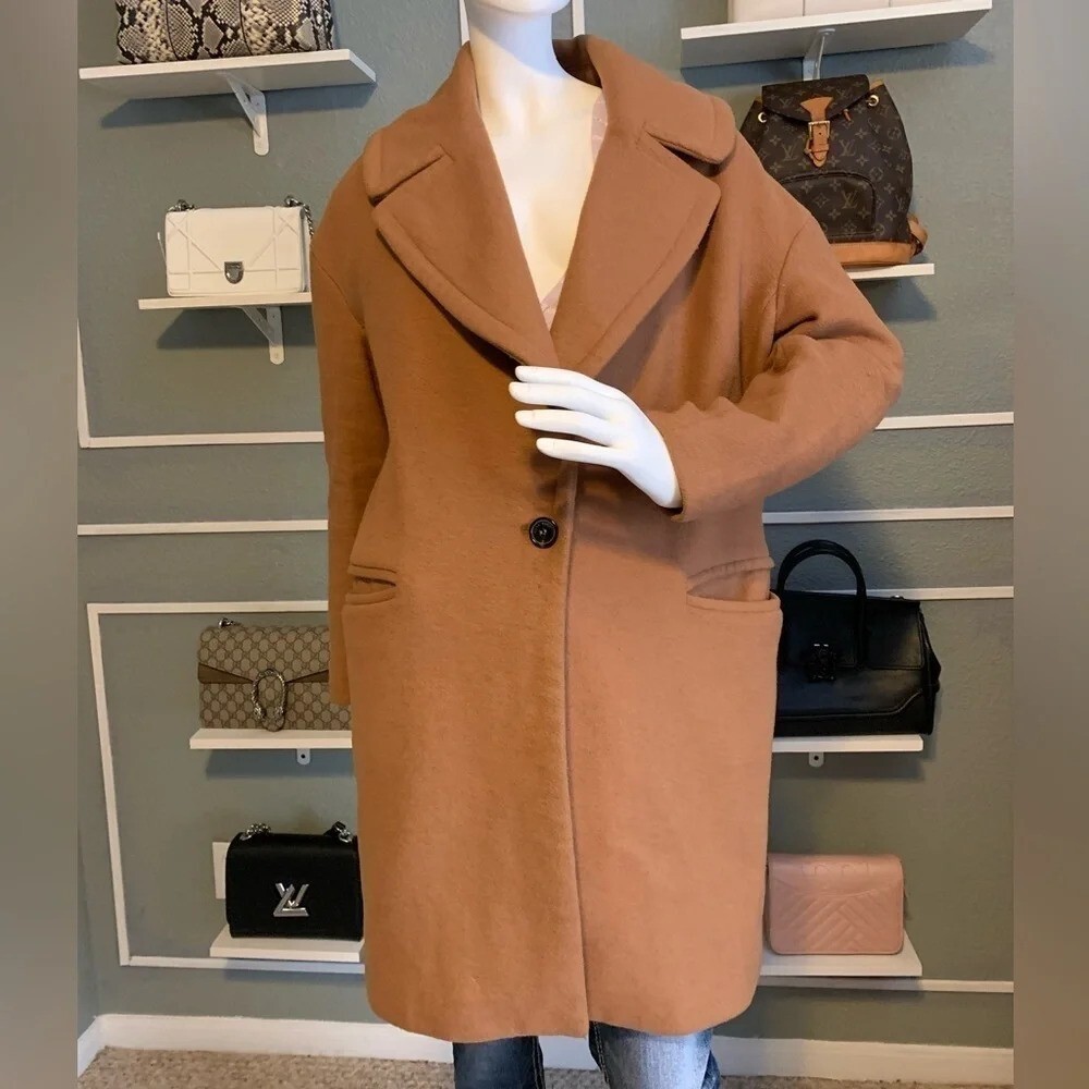 Zara Camel Double Breasted Buttoned Oat Size Xl. - image 1