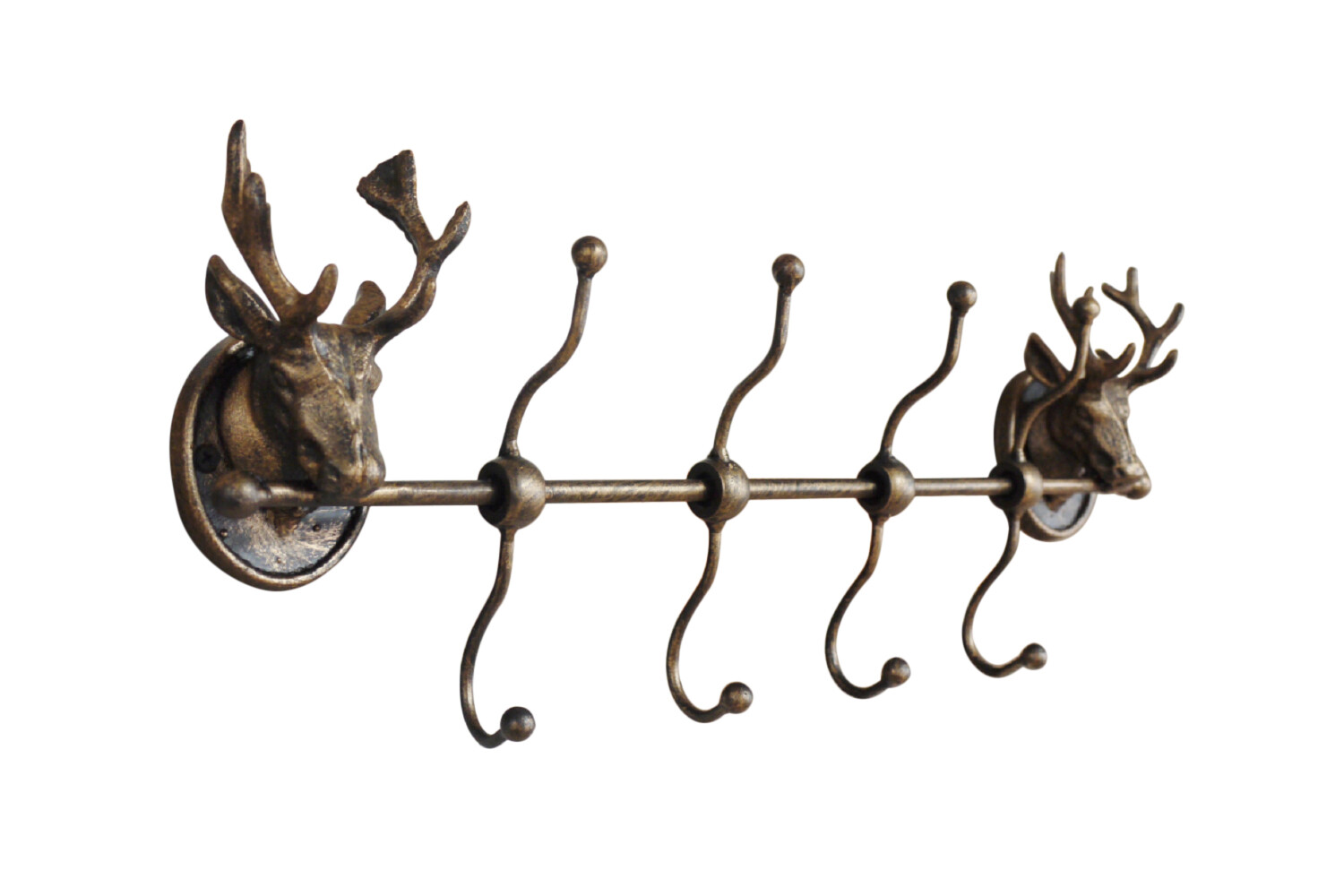 Metal Coat Hooks Rack Rustic Stag Clothes Coat Hat Storage Hangers Antique Gold
