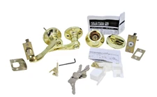 Entry Deadbolt Combo Door Locks Levers Handle Polished Brass Keyed Alike Knobs