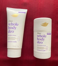 2x Dove Whole Body Deodorant Coconut&Vanilla: Invisible Cream + Anti-Frctn Stick