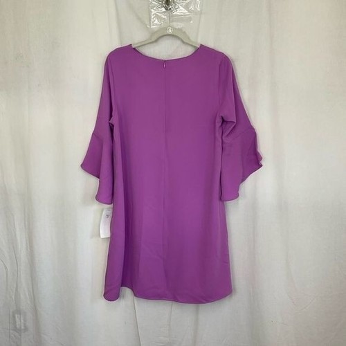 NEW Caroline Rose Julia Orchid Bell Sleeve Crepe Knee Length Shift Dress XS - Picture 3 of 10