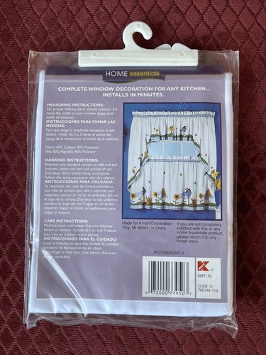 Birdhouse & Birds One Pair Of Appliqué Tailored Tiers Kitchen Curtain Valance - Picture 7 of 7