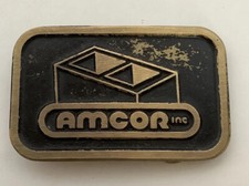 Belt Buckle ~Vintage AMCOR Inc Dynabuckle Solid Brass USA Made Rectangle