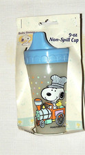 NEW IN PKG. VINTAGE BABY SNOOPY FROM PEANUTS BLUE NON-SPILL CUP 9 oz.