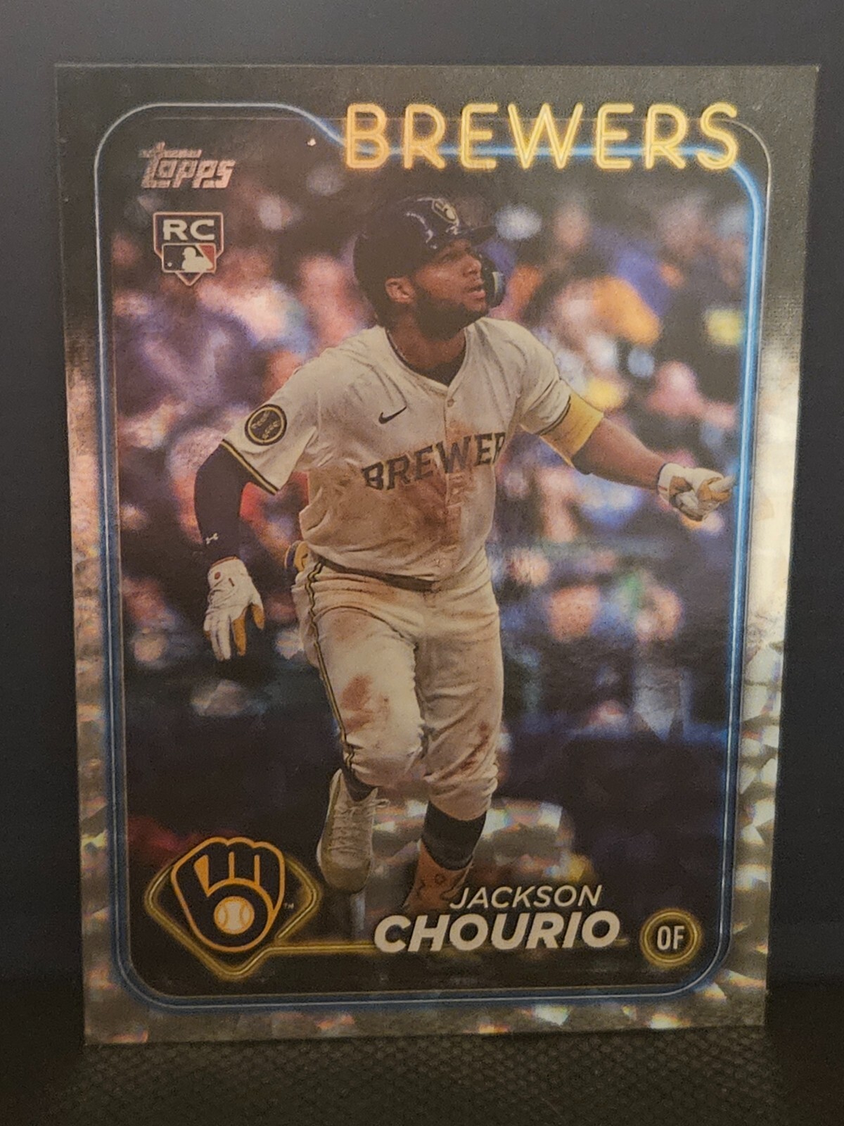 2024 Topps Update Series - Jackson Chourio #US240 Silver Crackle Foilboard (RC)