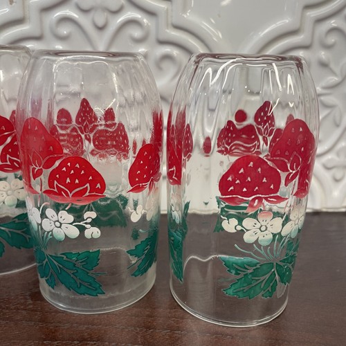 Set 4 bicchieri vetro metà secolo 50 swanky swigs rosso bianco verde fragole - Foto 4 di 5