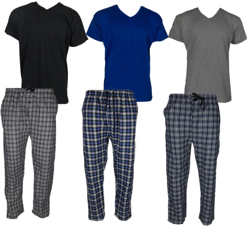 Men's Pajama Set 2pc Super Soft Short Sleeve Cozy Lounge Top & Bottom Set