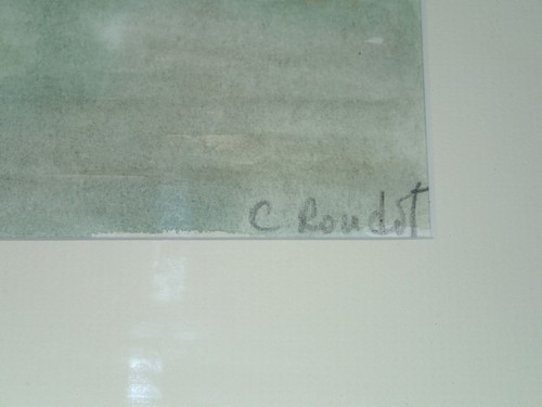 ORIGINAL INK & WATERCOLOR ROWBOAT ON SHORE WATER ROW BOAT COLORFUL by C. Roudst - Picture 2 of 23