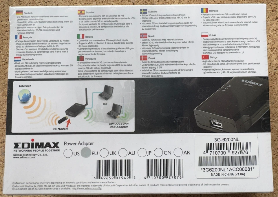 Edimax 3G-6200nL 150Mbps Wireless 3G Compact Router - Bild 2 von 3