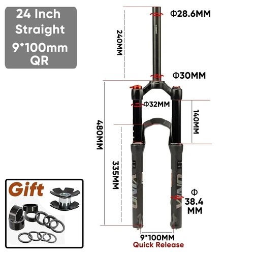 24er XC AM MTB Bicycle Suspension Air Fork Travel 120mm Thru Axle Quick Release - Picture 7 of 20