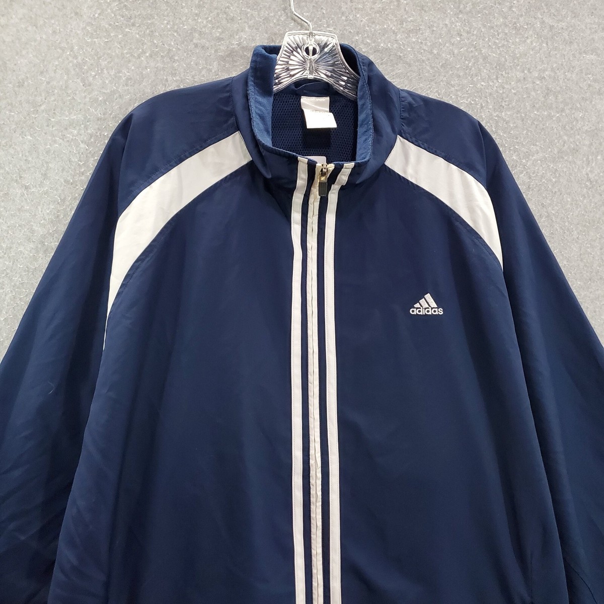 ジャケット・アウター adidas military jacket y2k 90s vintage Vintage 90s Y2K Adidas Navy Blue Nylon Full Zip Windbreaker