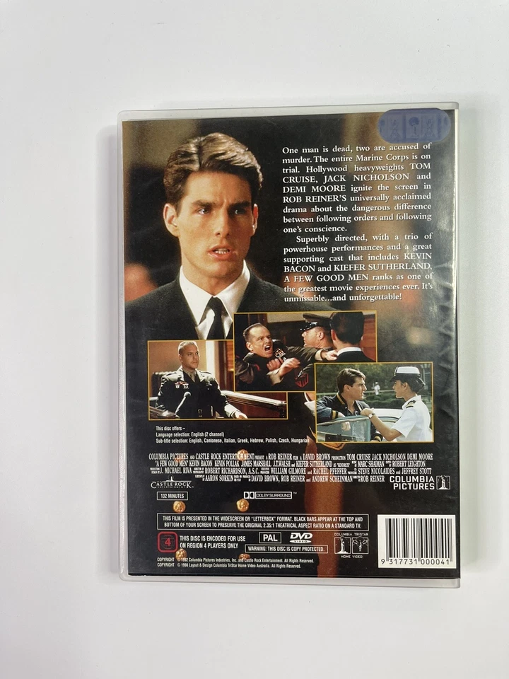 A Few Good Men DVD 1992 Drama Thriller Film Tom Cruise Jack Nicholson PAL 4 - Image 3 of 4