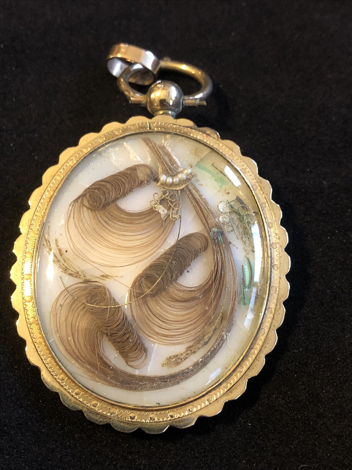 Large Victorian Mourning Locket Solid Gold With P… - image 1