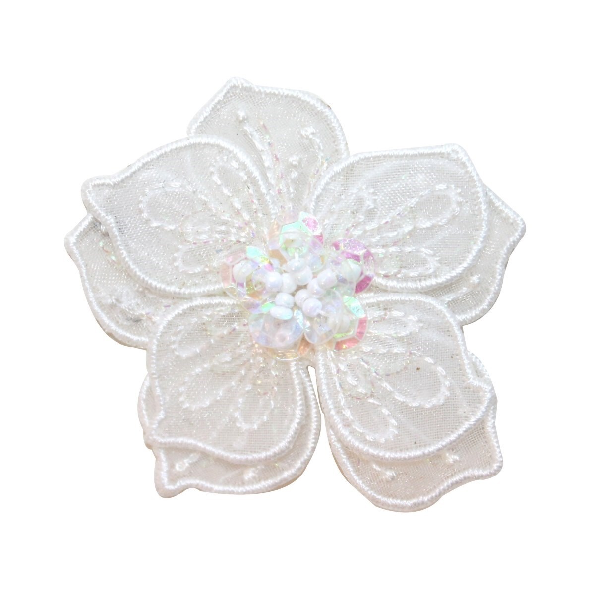 ID 6798 Sequin Lace Flower Patch 3D Blossom Garden Embroidered