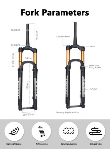 MTB Bicycle Air Suspension Front Fork 27.5er Travel 140/170mm BOOST 15x110mm Hub - Picture 8 of 14