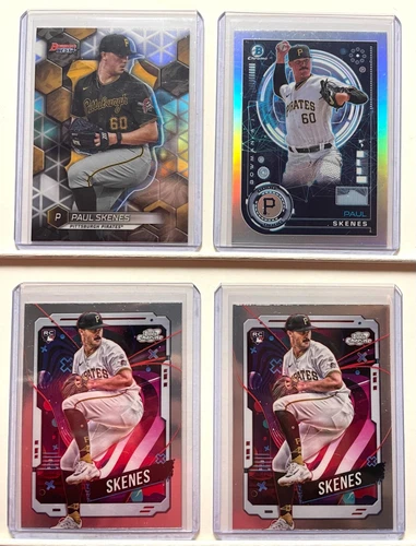 PAUL SKENES Rookie Card LOT *4 RC Total* 2023 2024 Bowman Best Refractor Cosmic