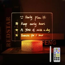 Acrylic Dry Erase Board with Light, 7 Colors Clear Desktop Note Memo Board wi...