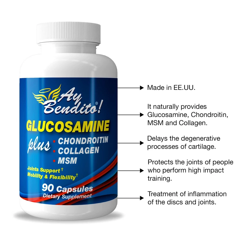  Glucosamina + Condroitina + Colágeno y MSM - Suplemento - 90 Cápsulas Foto 4 de 4