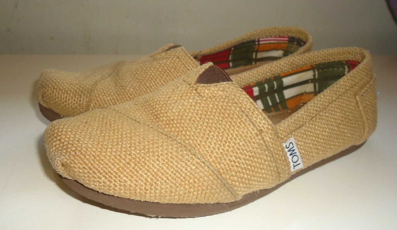 Toms Women's Classic Natural Burlap Canvas Slip-on Shoes Size