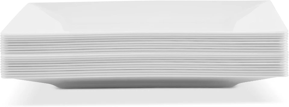 PLATOS DE BORDE PARA FIESTAS 9" Platos de cena de plástico desechables cuadrados blancos 20 ct Foto 3 de 4