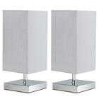 2x Chrome Square Touch Table Lamps 30CM Dimmable Bedside Lights Shades LED Bulbs