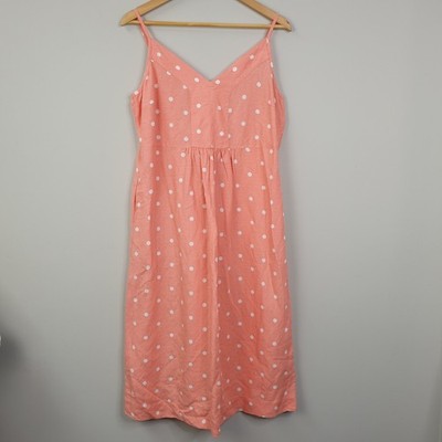 Joules Zoey Kleid Damen UK 14 orange gepunktet Leinenmischung Sommer Freizeit Strand