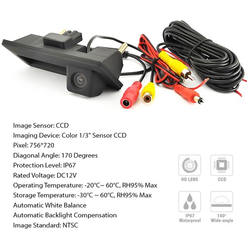 Trunk Handle CCD Rear View Backup Camera Parking for 2021-2025 22 23 24 VW Atlas - Picture 3 of 6