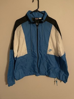 Vintage 90s Nike Full Zip Nylon Blue White Windbreaker Track