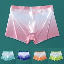 Sexy and Breathable Men's Underwear Sheer Ice Silk Boxer Briefs Sizes L 3XL