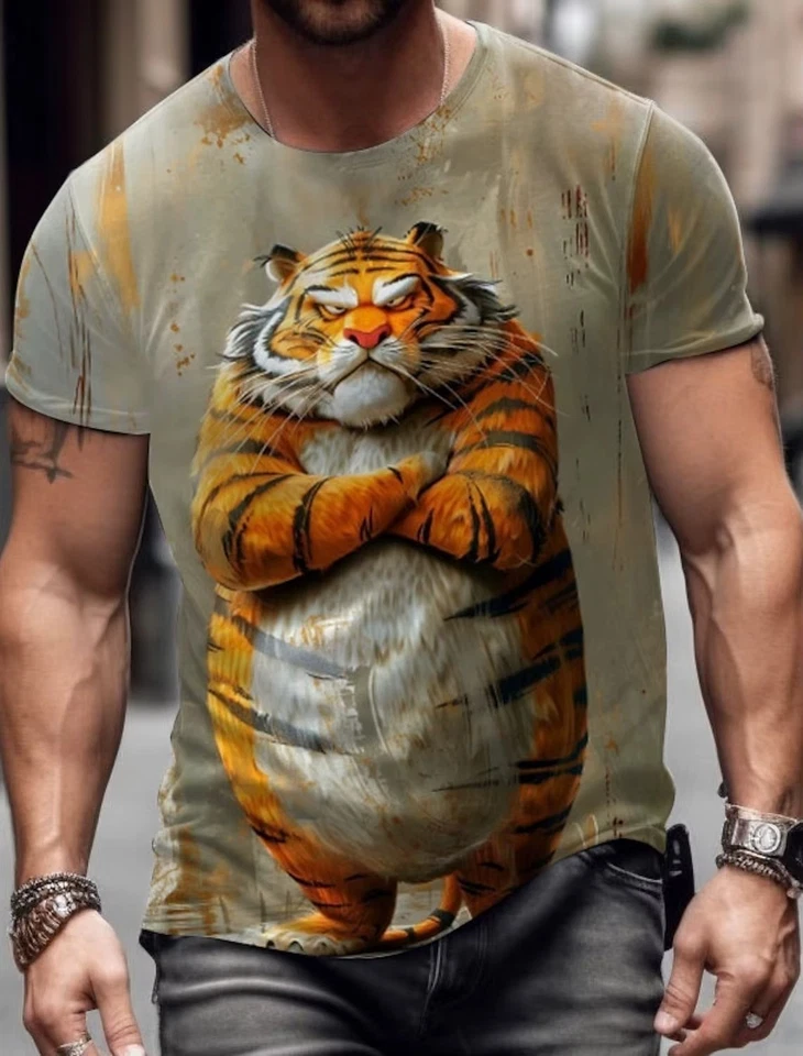 Men's Animal Funny 3D Print T Shirt Short Sleeve O-Neck Designer Summer Casual - Image 3 of 4