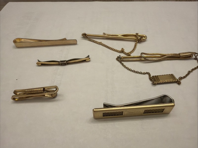 Vintage Gold Filled Tie Clip Bar Lot of 6 Mixed Styles Men’s Formal Accessories