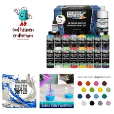 Complete 16-Color Acrylic Pouring Paint Kit with Silicone Oil - 8oz Bottles