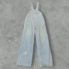 Vintage 1970s Osh Kosh B Gosh Hickory Stripe Overalls 36x34 USA Union Made Blue