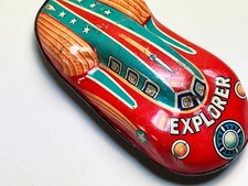 VINTAGE JAPAN EXPLORER TIN LITHO SPACE ROCKET SHIP NICE 